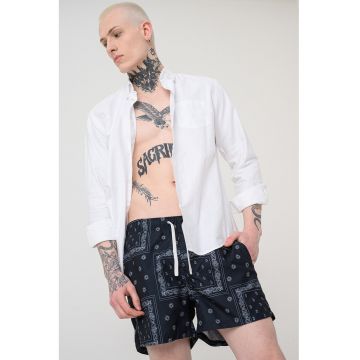 Pantaloni scurti de baie cu buzunar cu refilet pe partea din spate - Gri deschis/Albastru inchis