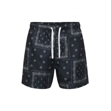 Pantaloni scurti de baie cu buzunar cu refilet pe partea din spate - Gri deschis/Albastru inchis