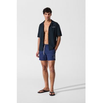 Pantaloni scurti de baie cu buzunar pe partea din spate - Bleumarin