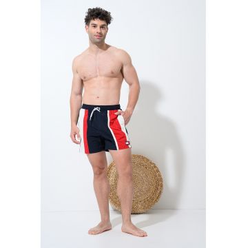 Pantaloni scurti de baie cu buzunare laterale - Alb murdar/Black Onyx/Rosu corai