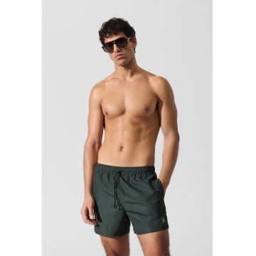 Pantaloni scurti de baie cu imprimeu logo - Verde padure