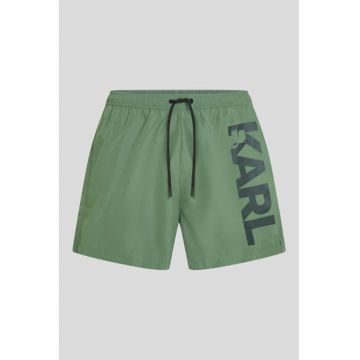 Pantaloni scurti de baie cu logo supradimensionat - Verde