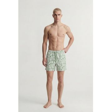 Pantaloni scurti de baie cu model - Alb/Verde