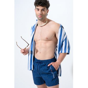 Pantaloni scurti de baie cu model - Albastru paun