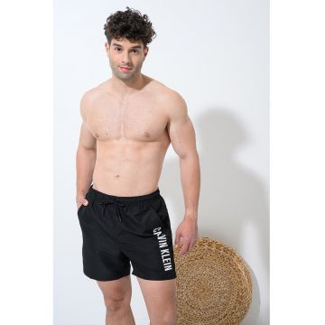 Pantaloni scurti de baie cu model logo - Negru antracit