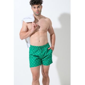 Pantaloni scurti de baie cu monograma - Verde irlandez