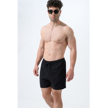 Pantaloni scurti de baie cu snur si buzunare - Negru carbon