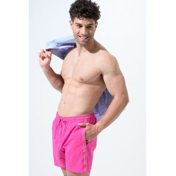 Pantaloni scurti de baie cu snur si buzunare - Roz somon