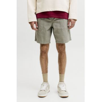 Pantaloni scurti de bumbac cu snur - Gri deschis