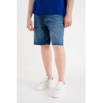Pantaloni scurti de denim cu model cu 5 buzunare - Albastru