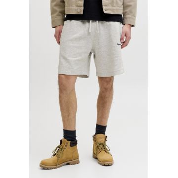 Pantaloni scurti de trening cu detaliu brodat - Alb