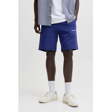 Pantaloni scurti de trening cu detaliu brodat - Albastru