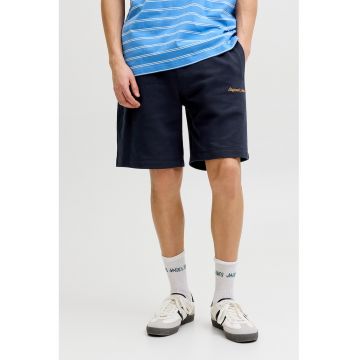 Pantaloni scurti de trening cu detaliu brodat - Bleumarin