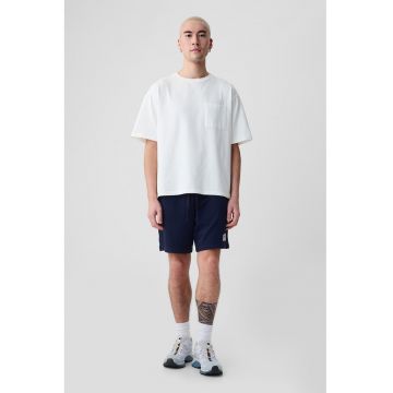 Pantaloni scurti de trening cu snur si buzunare laterale - Bleumarin