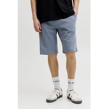Pantaloni scurti de trening din amestec de bumbac organic cu buzunare - Albastru prafuit