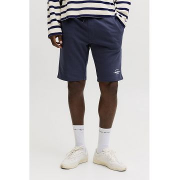 Pantaloni scurti din amestec de bumbac organic cu snururi - Bleumarin