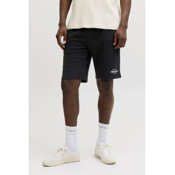 Pantaloni scurti din amestec de bumbac organic cu snururi - Negru