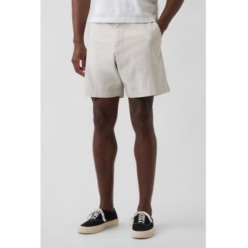 Pantaloni scurti din amestec de in cu buzunare - Alb murdar -
