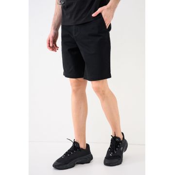 Pantaloni scurti uni din amestec de bumbac - Negru