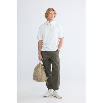 Pantaloni uni de trening cu snur - Kaki inchis