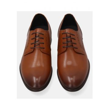 Pantofi Derby din piele cu perforatii decorative