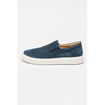Pantofi loafer din piele intoarsa cu garnituri din material textil Craig - Bleumarin