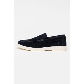 Pantofi loafer din piele intoarsa cu model uni Gold - Albastru indigo