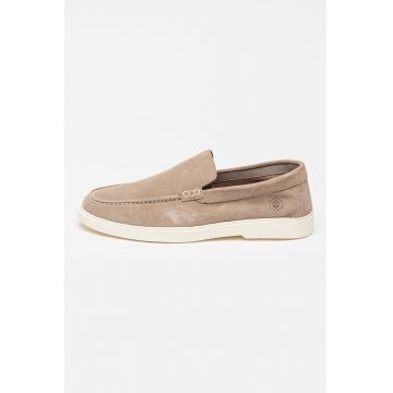 Pantofi loafer din piele intoarsa cu model uni Gold - Bej