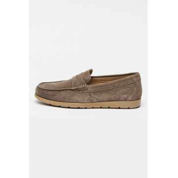 Pantofi loafer din piele intoarsa Lamard - Maro taupe