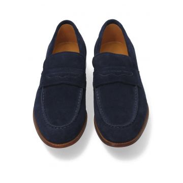 Pantofi loafers din piele intoarsa uni.