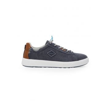 Pantofi sport din denim cu garnitura de piele la spate