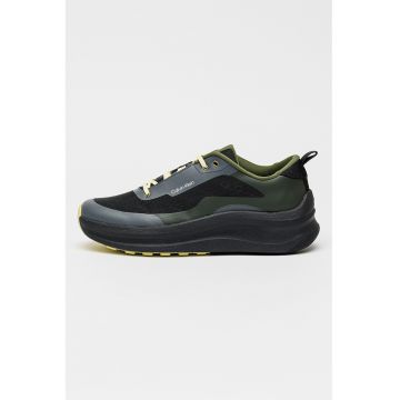 Pantofi sport din material textil cu talpa wedge - Negru/Gri/Verde inchis