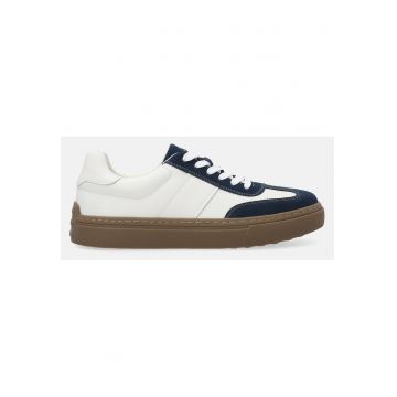 Pantofi sport din piele cu insertii din piele intoarsa - Alb/Albastru marin/White