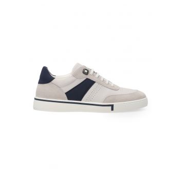 Pantofi sport din piele cu insertii din piele intoarsa