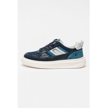 Pantofi sport din piele cu insertii din plasa Connell - Bleumarin