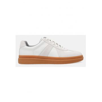 Pantofi sport din piele si piele intoarsa - Alb