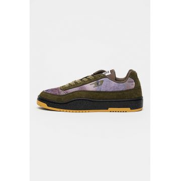 Pantofi sport low-cut Tracker-D cu piele intoarsa - Albastru melange/Kaki inchis