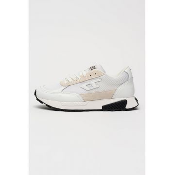 Pantofi sport Tame cu garnituri din piele - Alb/Maro taupe deschis