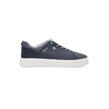 Pantofi sport uni din material textil cu flatforma - Albastru marin