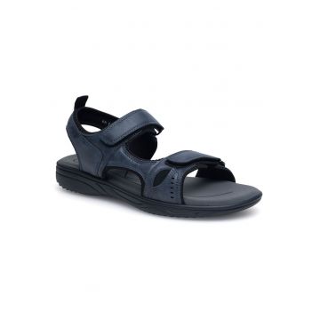 Sandale barbat -  bleumarin - talpa plata - sintetic - sistem inchidere velcro