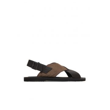 Sandale barbat -  piele naturala - maro -