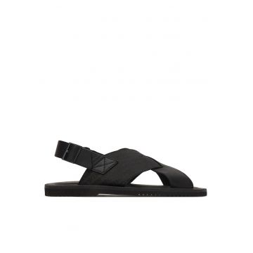 Sandale barbat -  piele naturala - negru -
