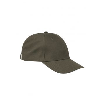 Sapca baseball din amestec de in cu logo lateral brodat - Verde inchis