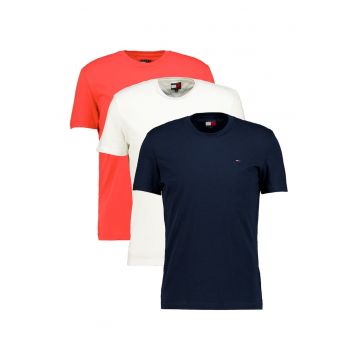 Set de tricouri slim fit - 3 piese - Rosu/Alb/Bleumarin