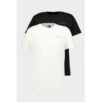 Set de tricouri slim-fit din bumbac cu logo discret - 2 piese - Alb/Negru