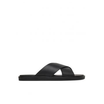 Slapi barbat -  piele ecologica - negru