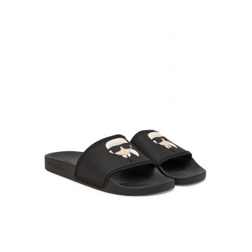 Slapi de barbat -  negru - material sintetic