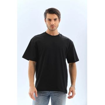 Tricou barbatesc  supradimensionat - elastic - negru - bumbac 85%