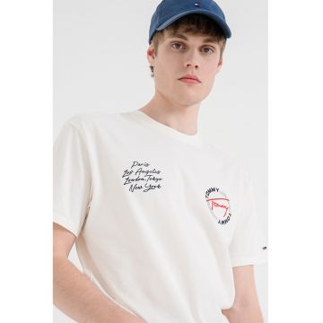 Tricou cu imprimeu grafic pe partea din spate - Crem