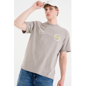 Tricou cu imprimeu grafic pe partea din spate - Maro taupe
